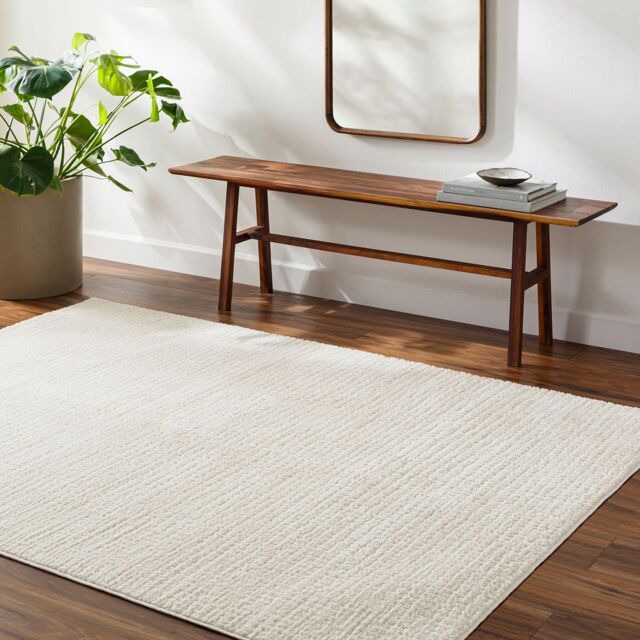 Livabliss Freud-Modern Ivory Black Brown High Pile Living Dining Bedroom Rug - Size: 160 cm x 215 cm - image 1
