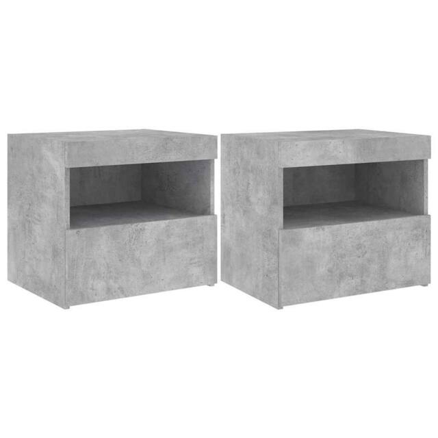 Berkfield Home Bedside Cabinets with LED Lights 2 pcs Concrete Grey 50x40x45 cm - Size: 50 x 40 x 45 cm - image 1