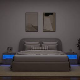 Berkfield Home Bedside Cabinets with LED Lights 2 pcs Concrete Grey 50x40x45 cm - Size: 50 x 40 x 45 cm - thumbnail 4