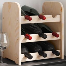 Berkfield Home Wine Rack 33x25x37 cm Solid Wood Pine in Brown - Size: 33 x 25 x 37 cm