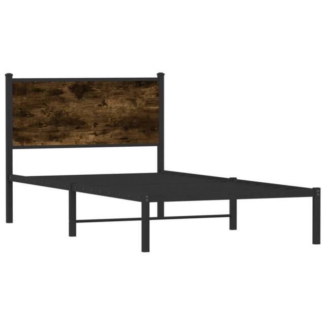 Berkfield Home Metal Bed Frame without Mattress Smoked Oak 100x190 cm in Brown - image 1