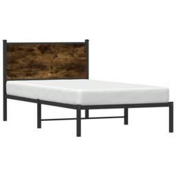 Berkfield Home Metal Bed Frame without Mattress Smoked Oak 100x190 cm in Brown - thumbnail 4