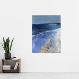 "Artery8 Exmouth Beach Devon England Modern Painting Wall Art Print in Blue - Size: W24"" x H32""" - thumbnail 4
