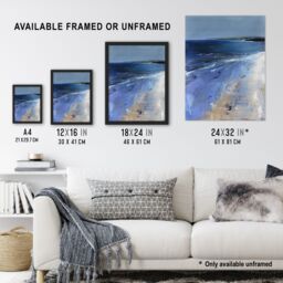 "Artery8 Exmouth Beach Devon England Modern Painting Wall Art Print in Blue - Size: W24"" x H32""" - thumbnail 3
