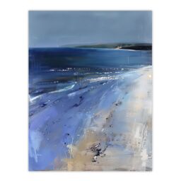 "Artery8 Exmouth Beach Devon England Modern Painting Wall Art Print in Blue - Size: W24"" x H32""" - thumbnail 1