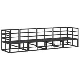Berkfield Home Garden Sofa Set with Cushion with Pillow 4 pcs Black Aluminium - thumbnail 7