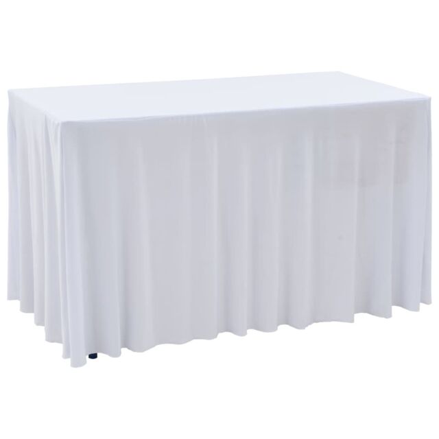 Berkfield Home 2 pcs Stretch Table Covers with Skirt 243x76x74 cm White - Size: 243 x 76 x 74 cm - image 1