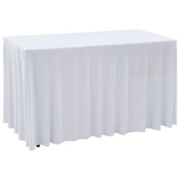 Berkfield Home 2 pcs Stretch Table Covers with Skirt 243x76x74 cm White - Size: 243 x 76 x 74 cm