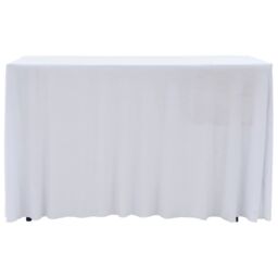 Berkfield Home 2 pcs Stretch Table Covers with Skirt 243x76x74 cm White - Size: 243 x 76 x 74 cm - thumbnail 2