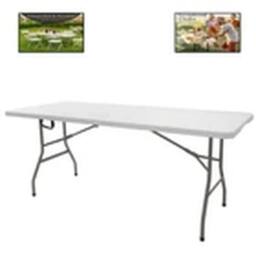 EONLION 6ft Folding Table Trestle Camping Party Picnic BBQ Garden in White - thumbnail 1