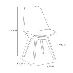 MCC Direct Single Dining Chair with Wooden Legs & Padded Cushion - Eva in Grey - thumbnail 6