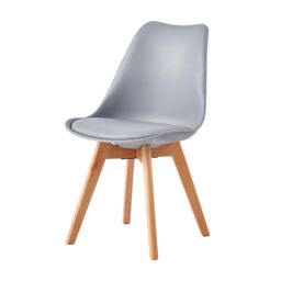 MCC Direct Single Dining Chair with Wooden Legs & Padded Cushion - Eva in Grey - thumbnail 3