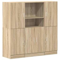 Berkfield Home Durable 3 Piece Kitchen Cabinet Set Sonoma Oak Engineered Wood in Light Oak - thumbnail 3