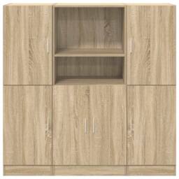 Berkfield Home Durable 3 Piece Kitchen Cabinet Set Sonoma Oak Engineered Wood in Light Oak - thumbnail 5