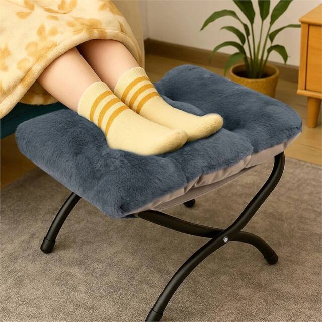 Nordara grey long Foldable Footstool Metal Legs Living Room Garden - image 1