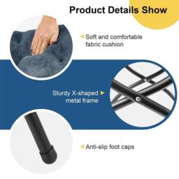 Nordara grey long Foldable Footstool Metal Legs Living Room Garden - thumbnail 5