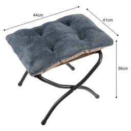 Nordara grey long Foldable Footstool Metal Legs Living Room Garden - thumbnail 2