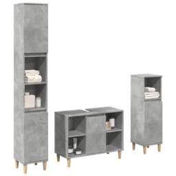 Berkfield Home 3 Piece Bathroom Furniture Set Concrete Grey Engineered Wood - thumbnail 2