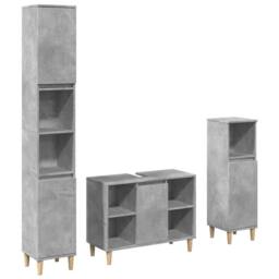 Berkfield Home 3 Piece Bathroom Furniture Set Concrete Grey Engineered Wood - thumbnail 1