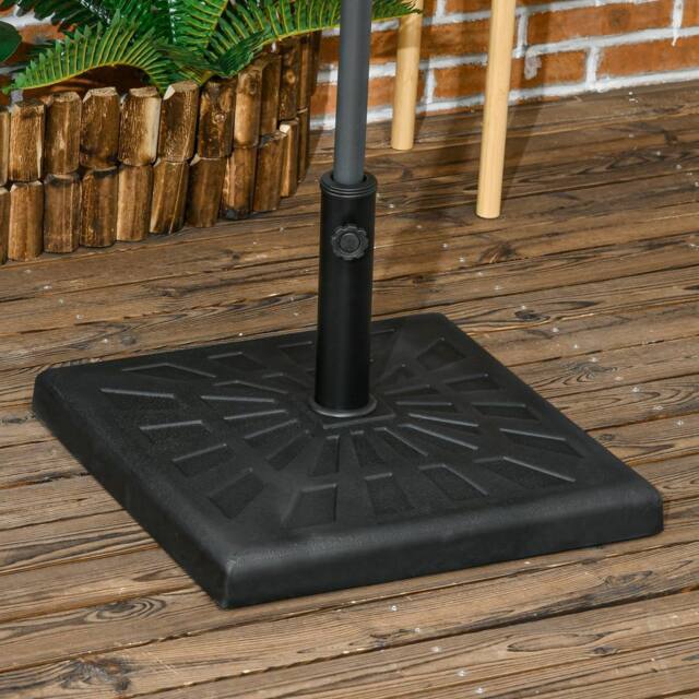 OUTSUNNY 19kg Resin Garden Parasol Base Holder, Square Outdoor Market Umbrella Stand in Black