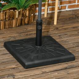 OUTSUNNY 19kg Resin Garden Parasol Base Holder, Square Outdoor Market Umbrella Stand in Black - thumbnail 1