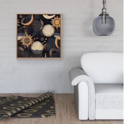 Warren Reed - Designer Gold Sun & Moon Framed Canvas in Light Brown - Size: w40 inch x h40 inch - thumbnail 2