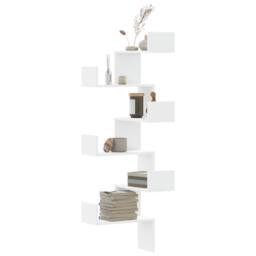 Berkfield Home Wall Corner Shelf White 45x45x147 cm Engineered Wood - Size: 45 x 45 x 147 cm - thumbnail 2
