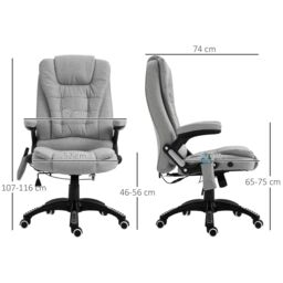 VINSETTO Office Chair, Ergonomic Desk Chair w/ 6-Point Massage & Back Heated, Linen-Feel Fabric Computer Gaming Chair w/ Adjustable Arms, Lumbar - thumbnail 3