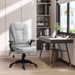 VINSETTO Office Chair, Ergonomic Desk Chair w/ 6-Point Massage & Back Heated, Linen-Feel Fabric Computer Gaming Chair w/ Adjustable Arms, Lumbar - thumbnail 1