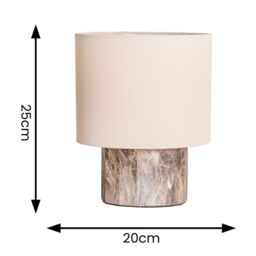ValueLights Melanie Dark Marble Effect Table Lamp with Natural Linen Lamp Shade - thumbnail 4
