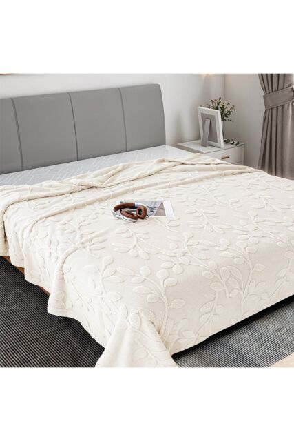 Living and Home Soft Warm Plush Fuzzy Throw Blanket in Beige - Size: Medium - image 1
