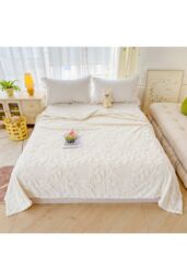 Living and Home Soft Warm Plush Fuzzy Throw Blanket in Beige - Size: Medium - thumbnail 2