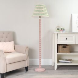 ValueLights Bobbins Rose Pink Floor Lamp with Tapered Fabric Pleated Shade & LED Bulb in Pale Pink - thumbnail 5