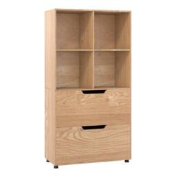 Costway 5-Tier Bookcase w/2 Drawers & 4-Cubes Tall Bookshelf Display Rack in Natural - thumbnail 9