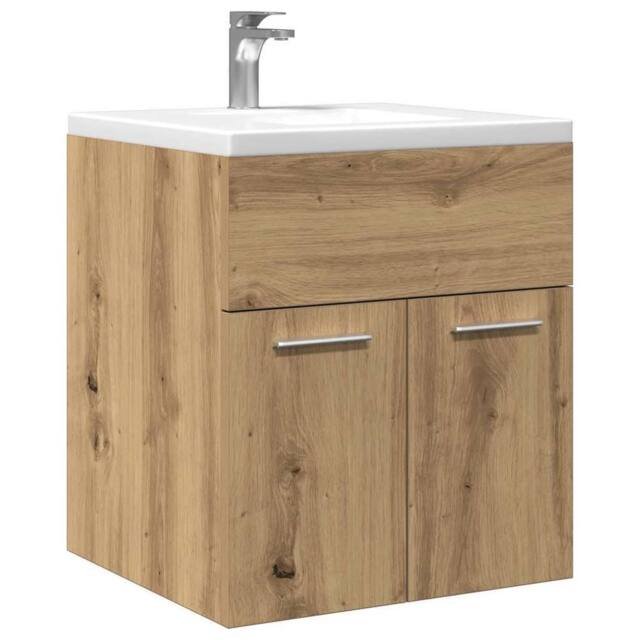 Berkfield Home Bathroom Sink Cabinet Artisan Oak 41x38.5x46 cm Engineered Wood in Brown - image 1