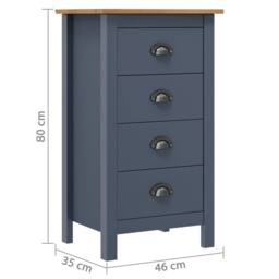 Berkfield Home Sideboard Hill Grey 46x35x80 cm Solid Pine Wood - Size: 46 x 35 x 80 cm - thumbnail 4