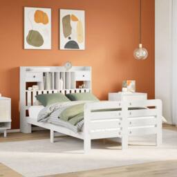 Berkfield Home Bookcase Bed without Mattress White 135x190 cm Double Solid Wood Pine - thumbnail 1