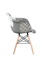 Life Interiors Set of 6 Patchwork Accent Chairs with Wooden Legs & Black Metal Wire Frame - thumbnail 3
