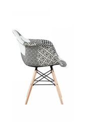 Life Interiors Set of 6 Patchwork Accent Chairs with Wooden Legs & Black Metal Wire Frame - thumbnail 4