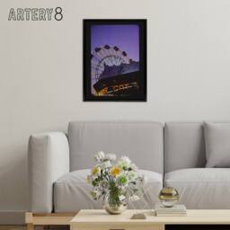 "Artery8 Wonderland at Dusk Ocean New Jersey Margolies Framed Canvas Wall Art in Purple - Size: W12"" x H16""" - thumbnail 3