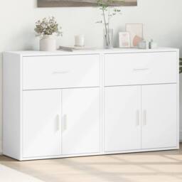 Berkfield Home Sideboards 2 pcs White 60x31x70 cm Engineered Wood - Size: 60 x 31 x 70 cm - thumbnail 2