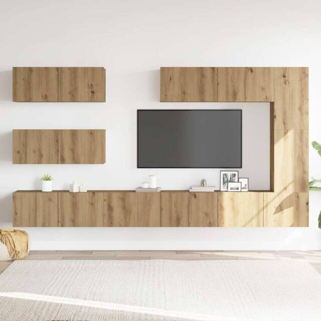 Berkfield Home Classic 7 Piece TV Cabinet Set Wall-mounted Artisan Oak Engineere in Brown - image 1
