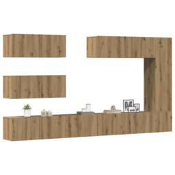 Berkfield Home Classic 7 Piece TV Cabinet Set Wall-mounted Artisan Oak Engineere in Brown - thumbnail 2