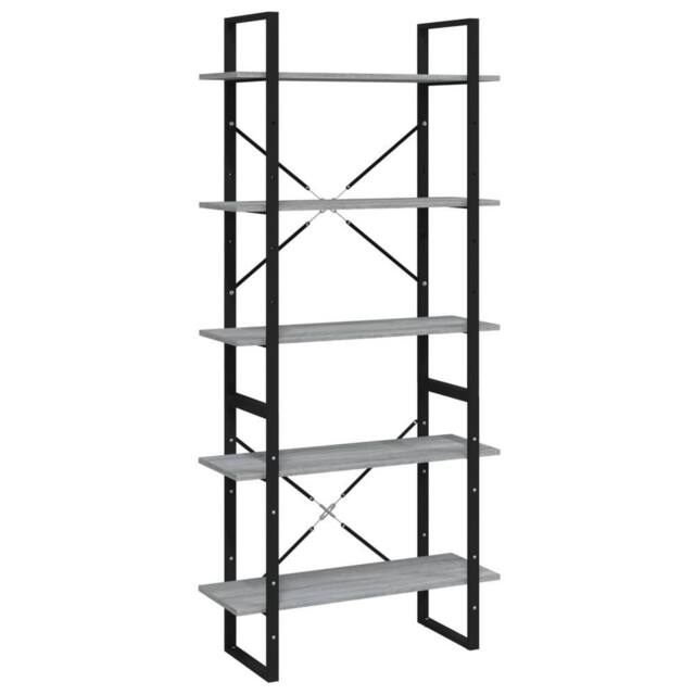 Berkfield Home 5-Tier Book Cabinet Grey Sonoma 80x30x175 cm Engineered Wood - Size: 80 x 30 x 175 cm - image 1