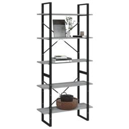 Berkfield Home 5-Tier Book Cabinet Grey Sonoma 80x30x175 cm Engineered Wood - Size: 80 x 30 x 175 cm - thumbnail 4