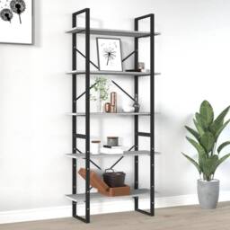 Berkfield Home 5-Tier Book Cabinet Grey Sonoma 80x30x175 cm Engineered Wood - Size: 80 x 30 x 175 cm - thumbnail 2
