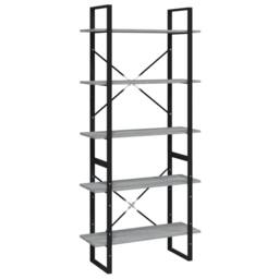 Berkfield Home 5-Tier Book Cabinet Grey Sonoma 80x30x175 cm Engineered Wood - Size: 80 x 30 x 175 cm - thumbnail 1
