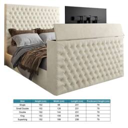 KDMD Capella Upholstered Soft Velvet Cream TV Bed Frame - Size: Single - thumbnail 6