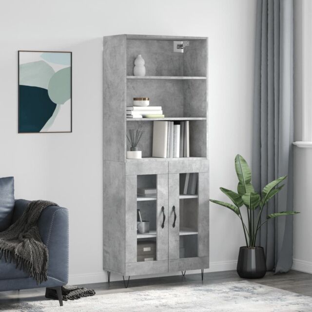 Berkfield Home Highboard Concrete Grey 69.5x34x180 cm Engineered Wood - image 1