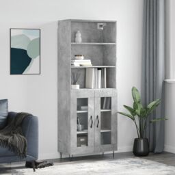 Berkfield Home Highboard Concrete Grey 69.5x34x180 cm Engineered Wood - thumbnail 1
